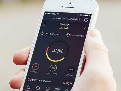 Banking App app banking clean dark dashboard flat goals ios odessa simple ui