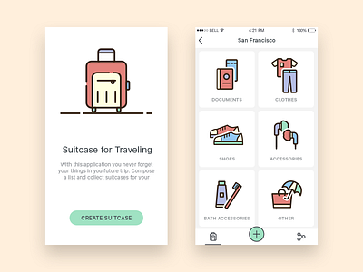 Suitcase for Traveling app app category clean design flat illustration ios suitcase travelling ui ux