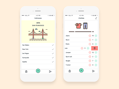Suitcase for Traveling app app category clean design flat illustration ios suitcase travelling ui ux