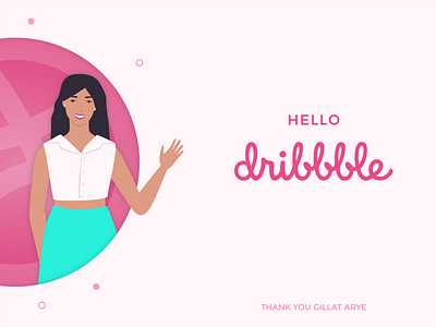 Hello Dribbble first shot firstshot girl hello dribbble hellodribbble illustration woman