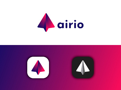 Airio Logo - Daily Logo #26 adobe illustrator airplane app application branding dailylogochallenge design flat icon logo logo design mobile app paper airplane