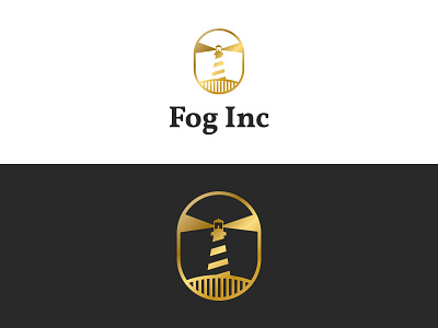 Fog Inc logo - Daily Logo #33 adobe illustrator branding dailylogochallenge design flat golden icon lighthouse lights ligth logo logo design