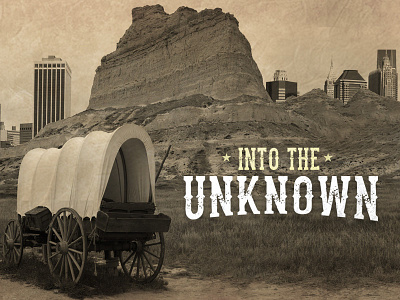Into The Unknown church church series covered wagon design illustration mashup series sermon wagon western