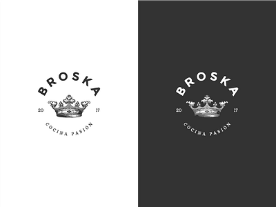 Broska Cocina Pasión black and white crown logo logo design