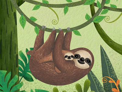 Mother and Baby Sloth cartoon characters childrens illustration cute design digital illustration feel good illustration kids illustration sketch sloth watercolor
