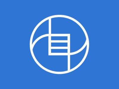 Startup Logo app blue border circle clean lines logo simple