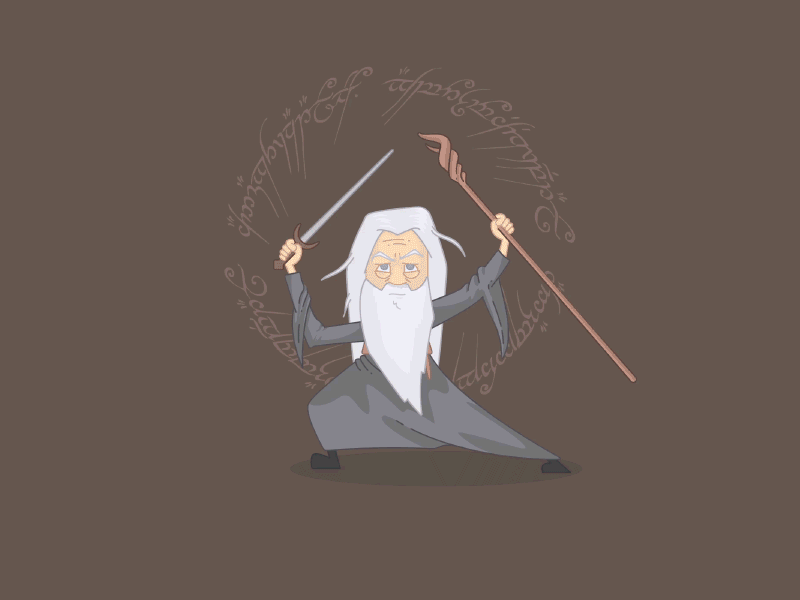Gandalf The Grey 2d animation beard character fan art gif illustration lord of the rings lotr magic motion wizard