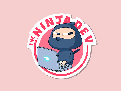 The Ninja Dev Sticker 2d character developer illustration illustrator line line art ninja sticker stroke vector