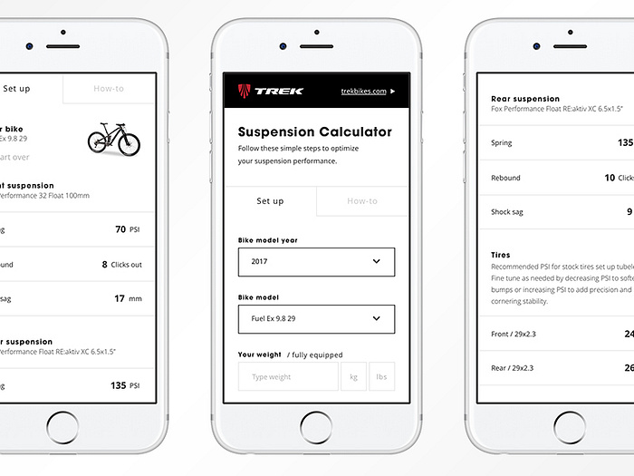 Trek // Suspension Calculator by Daniel Randolph on Dribbble