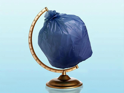 Stop Consumerism concept conceptual garbage garbage bag globe idea trashbag