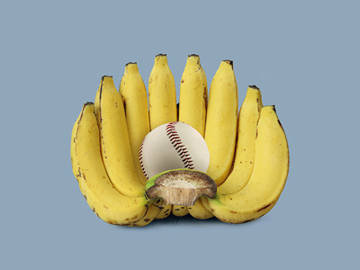 Bananaball banana baseball baseball glove bunch of bananas concept dan cretu idea