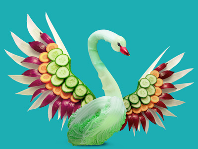 Swan dan cretu food design food illustration swan vegetables