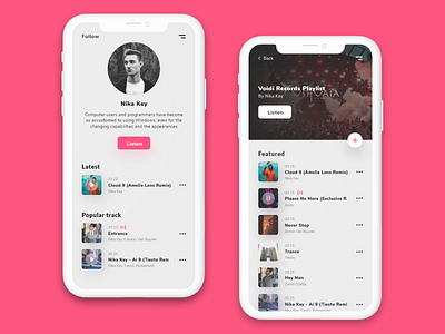 Music App - Design adobe app application design flat music app ui ux web website