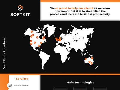 Software Company Website black branding illustration logo map orange ui ux web