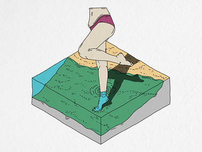 Water study illustra illustration isometric legs ocean sea study vector water woman