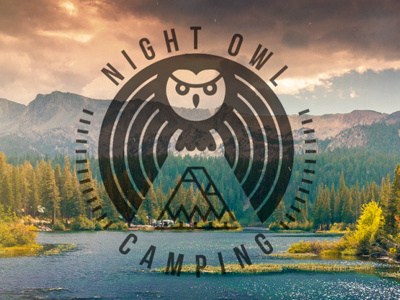 Night owl Camping badges camping grunge insignia logos modern night overlays owl pack retro titles vintage