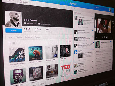 Cliperize UI sneak peek app bookmark cliperize music ui ux video web webapp