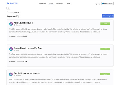 DAO proposal page dao defi ui web3