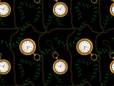 Seamless pattern with retro pocket watch in vintage style backdrop backdrops background clock cute decoration design engraving fabric illustration nostalgia pattern pocket watch retro royall seamless vector vintage vintage design woman