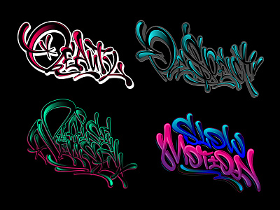 LETTERING SET 12 / GRAFFITI LIQUID STYLE calligraphy design graffiti illustration lettering logo logotype type typography vector каллиграфия леттеринг