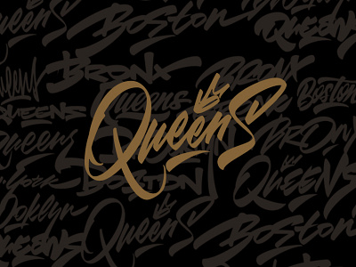 Queens - vector lettering for sale brushpen calligraphy crown graffiti illustration lettering logo logotype new york queen queens typography каллиграфия леттеринг