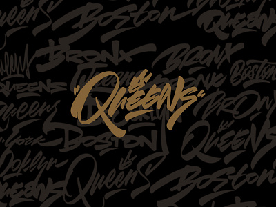Queens - vector lettering for sale brushpen calligraphy graffiti illustration lettering logo logotype new york queen queens typography каллиграфия леттеринг