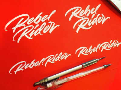 Rebel Rider sketches bicycle brushpen calligraphy clothing lettering logo logotype rebel signature sport type