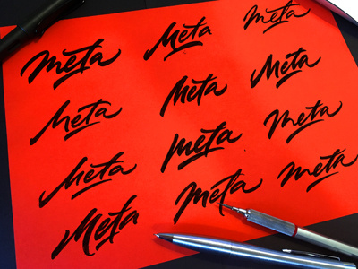 Meta brushpen calligraphy design interactive lettering logo logotype signature studio type web