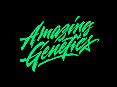 Amazing Genetics brush pen calligraphy cannabis clothing lettering logo marijuana medicine signature t shirt type