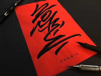 Sketch Zombie brain brush calligraphy clothing insane lettering logo pen signature t shirt type zombie