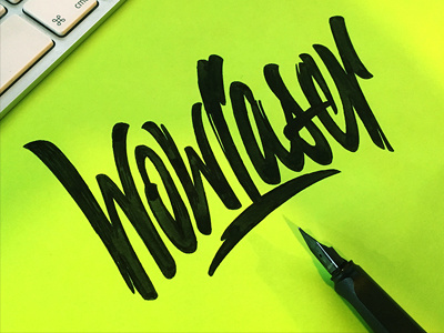 Wow Laser sketch brushpen calligraphy design engraving laser lettering logo signature studio type workshop