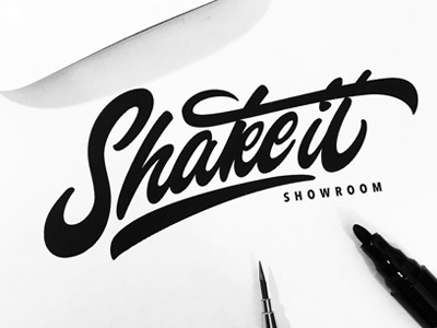Shake it showroom brand calligraphy clothing font identity lettering logo logotype type каллиграфия леттеринг
