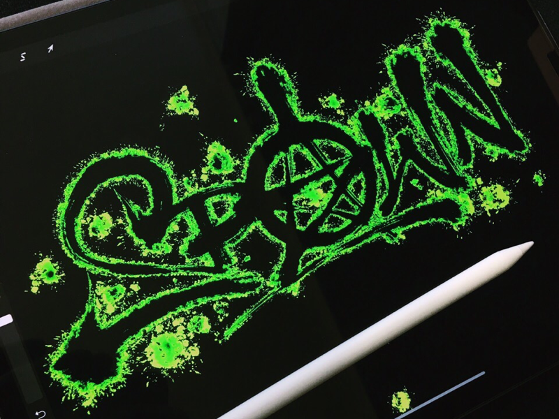 Spawn graffiti spray logotype леттеринг каллиграфия procreate ipad brushpen calligraphy lettering spawn