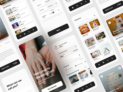 Wedding App UI branding cake cake shop clean clean ui dailyui design agency design challenge minimal minimalism ui ui ux ui design uiux ux wedding wedding app white white and black whitespace