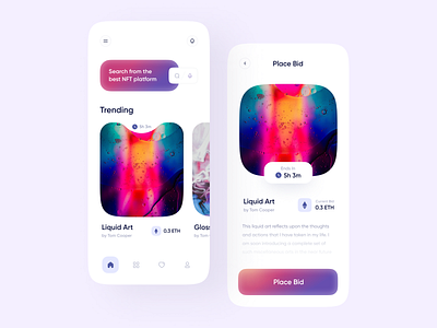 NFT App Concept UI 3d animation app design branding color exploration graphic design illustration images light mode minimal minimalist motion graphics nft trendy ui ui design unreal ux vibrant