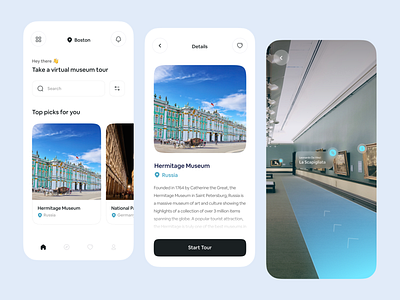 Virtual Museum Tour App 3d animation application art design graphic design interface minimal minimalist mobile ux museum pastel tour ui ui designer uiux user experience ux virtual virtual tour