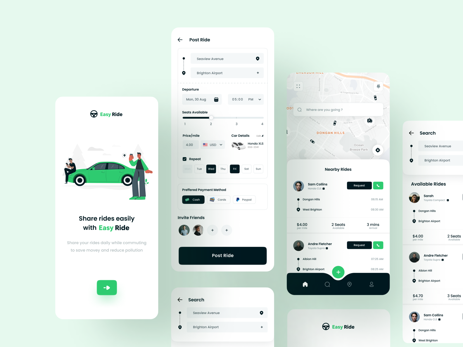 Ride Sharing App UI by Kailash Saravanan for Dosage Studio on Dribbble