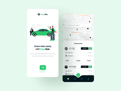 Ride Sharing App UI by Kailash Saravanan for Dosage Studio on Dribbble