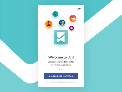 Welcome to LBB app awesome categories facebook intro login logo signup walk through welcome