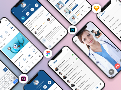 Doctor App appui chatui creative design doctorapp doctorapp ux healthapp interface logo low fidelity mobileapp patientapp ui uiux video call uiux wireframe