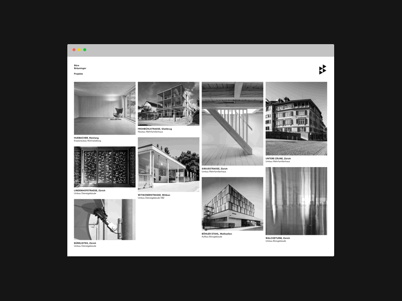 Buro animation architecture black design gif minimal panel typography ui web website white