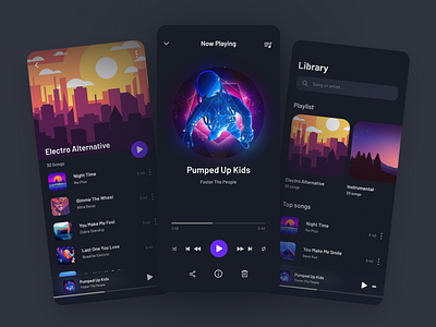 Music Player App app dark ui figma iphone mobile app music player playlist uidesign