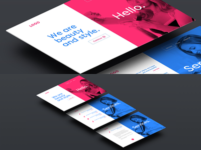 Hair Salon Welcome & Service Page clean minimal one page redesign scrolling sketch ui ux web
