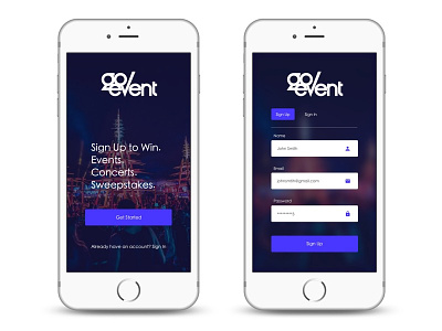 Login Screen for Go Event daily login mockup sketch ui user experience user interface ux