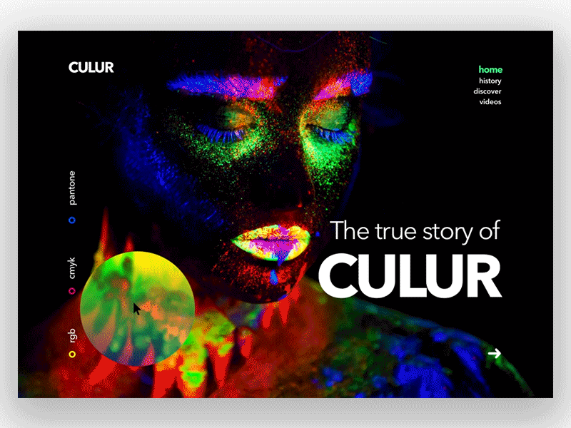 The True Story of Culur page landing image hero mobile web motion colors ui animation