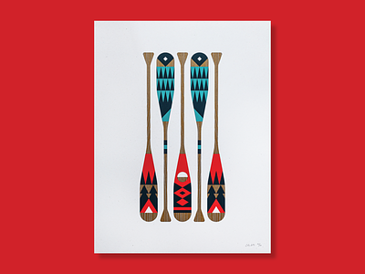 Posters For Parks aurora aurora borealis camp camping canoe ink minnesota nature north oar paddle painted park poster print red tent water wild