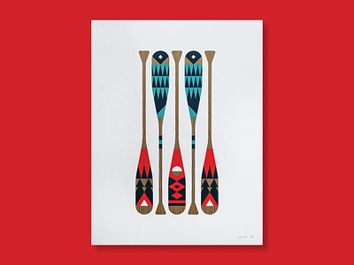 Posters For Parks aurora aurora borealis camp camping canoe ink minnesota nature north oar paddle painted park poster print red tent water wild