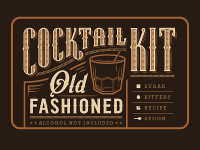 Cocktail Kit alcohol bitters cocktail copper dark drink kit label mixer old fashioned tin whiskey