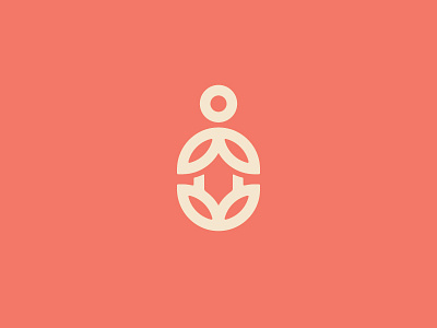 Yoga brand design identity line logo mark pose red salmon symbol warm yoga