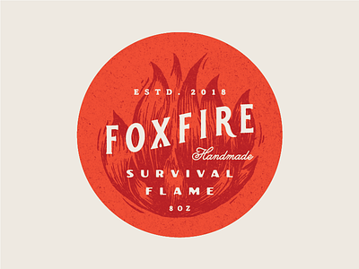 Foxfire Sticker design fire gold handmade logotype nature orange outdoor survival vintage